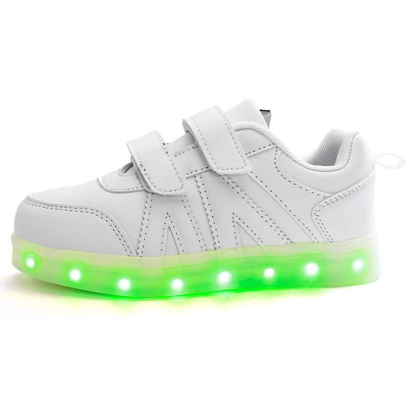 Kids LED Light Shoes Sneakers Leather Casual Boy Girl Shoes Children New  (COLOR: WHITE | SIZE: 36)