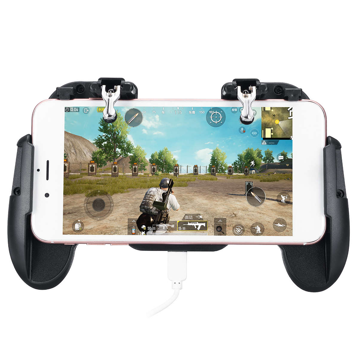 Built-in Cooling Fan Chargeable Gamepad Joystick for PUBG Fire Trigger Shooter Button for Mobile Ga
