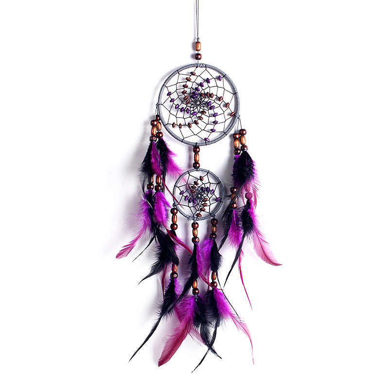 New Feather Crafts Dream Catcher Wind Chimes Handmade Decorations Net With Feather Beads  for Wall H