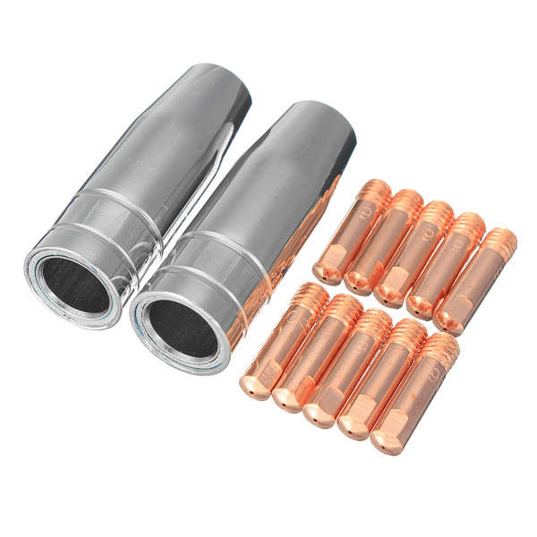 12Pcs 0.6mm M6 Thread MB15 Mig Welding Torch Shroud Nozzle Tip Kit