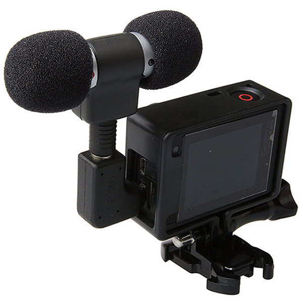 External Microphone with Mic Adapter Standard Frame Kit Fit for GoPro Hero 4 3 Plus 3