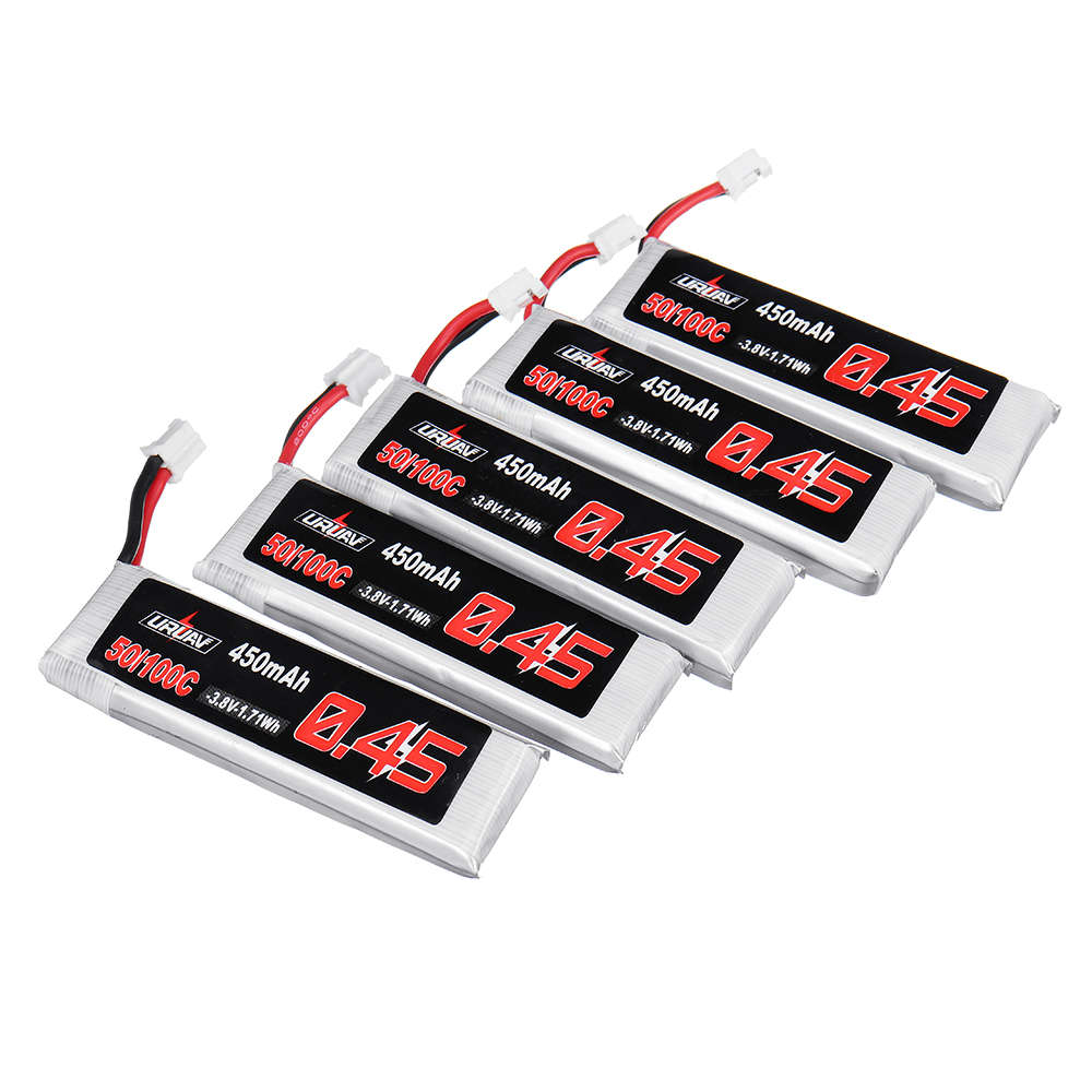 5Pcs URUAV 3.8V 450mAh 50/100C 1S HV 4.35V Lipo Battery PH2.0 for Emax Tinyh