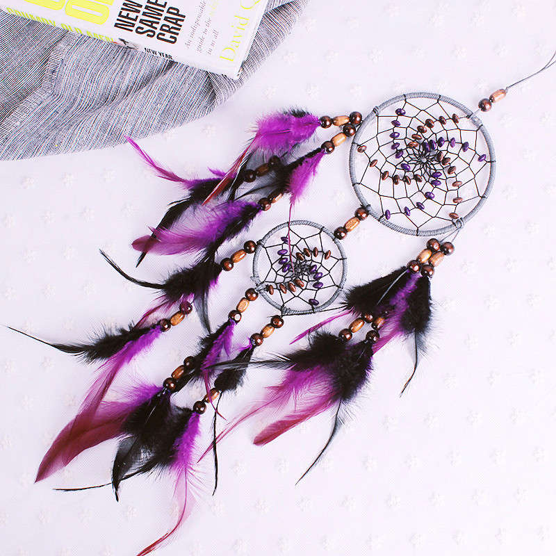 New Feather Crafts Dream Catcher Wind Chimes Handmade Decorations Net With Feather Beads  for Wall H