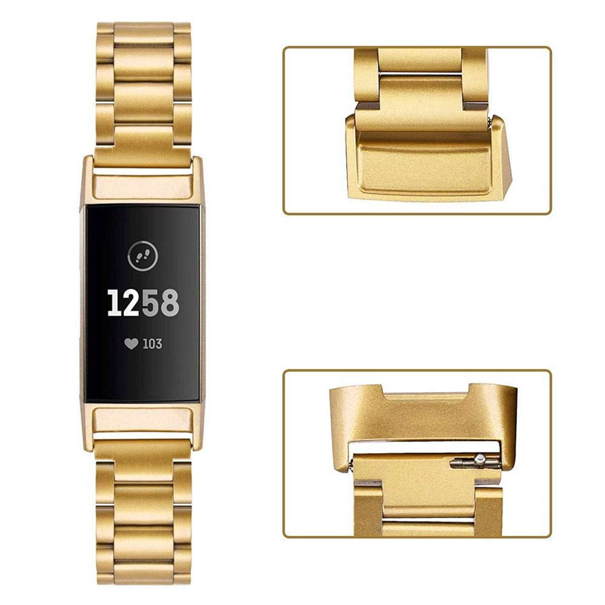 Stainless Steel Watch Band Metal Strap Replacement for Fitbit Charge 3