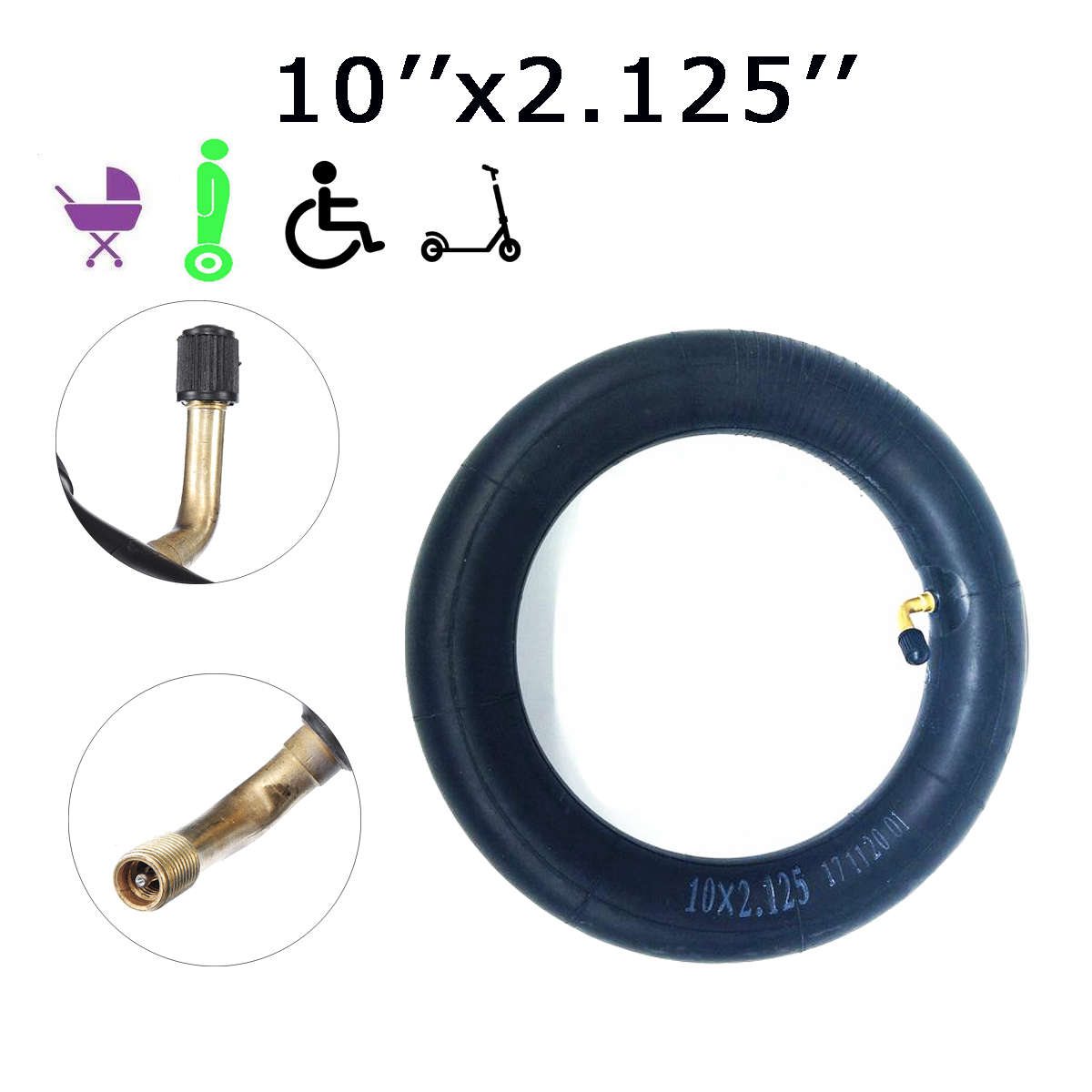 10x2.125inch Thickened Butyl Rubber Pneumatic Inner Tube For Scooter Pram Universal