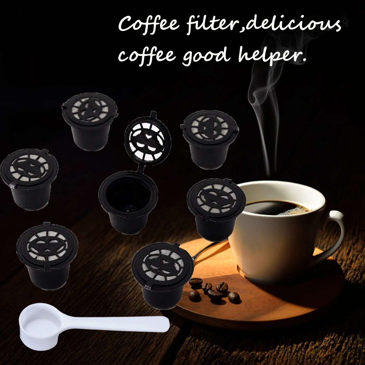 8Pcs Set Refillable Reusable Coffee Capsules Pod Reusable Refilling Filter for Nespresso Machine