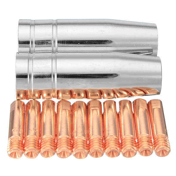 12Pcs 0.6mm M6 Thread MB15 Mig Welding Torch Shroud Nozzle Tip Kit