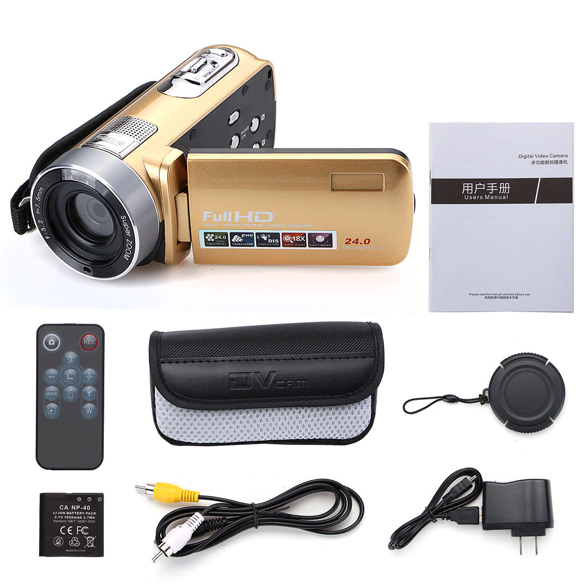 HD 1080P 24MP 18X Zoom 3.0 Inch LCD Digital Video Recorder IR Night Version DV Camera Camcorder DVR