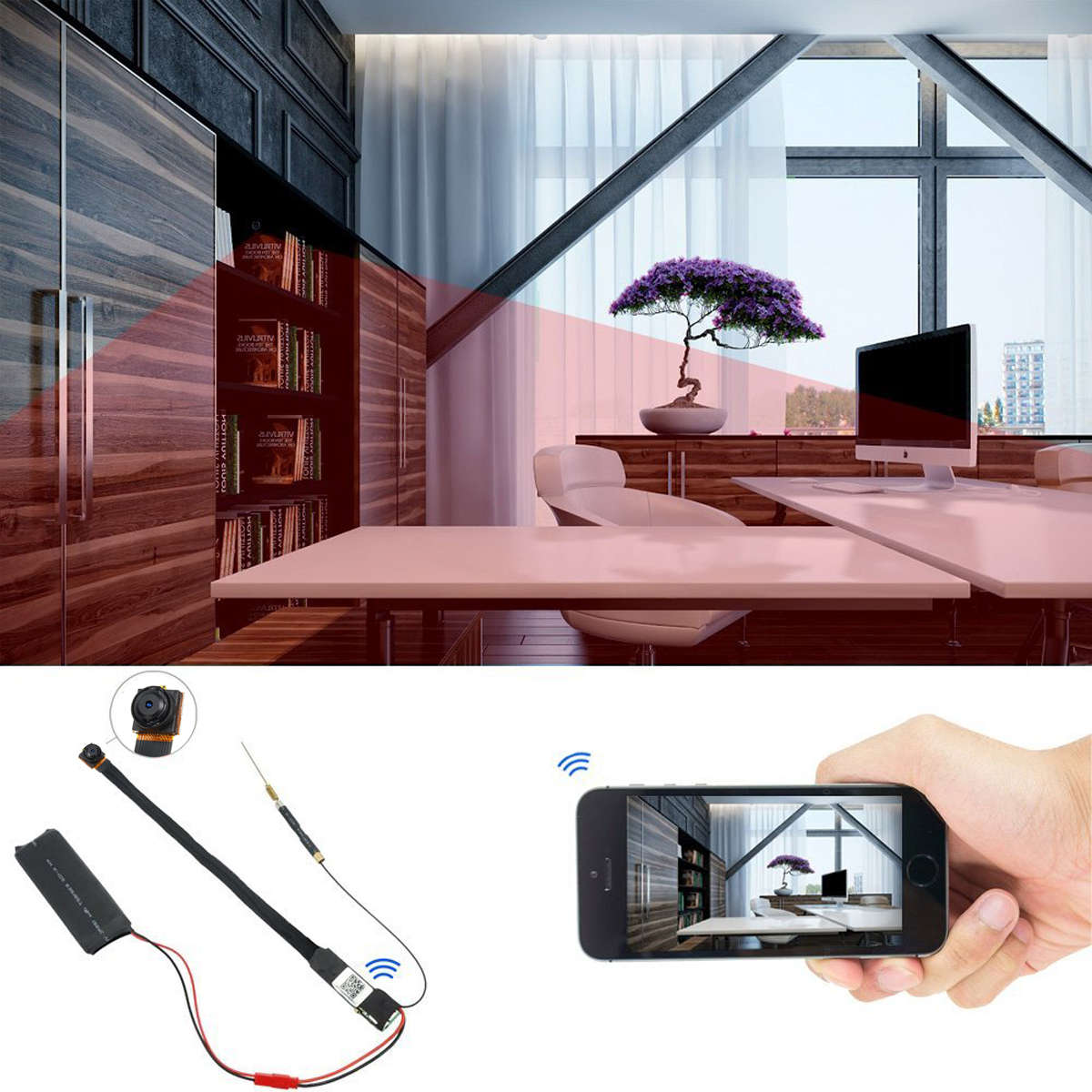 FHD 1080P Wireless WiFi IP Hidden Camera DIY Module Mini DV Motion Nanny Cam - 0.14kg