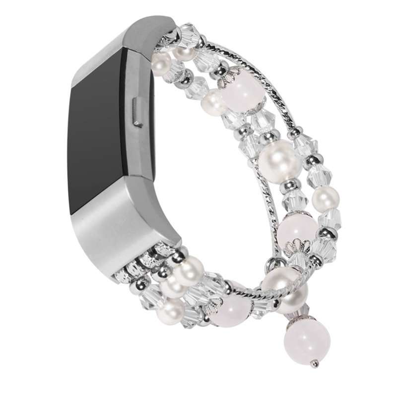 Womens Beaded Elastic Stretch Wristwatch Band Strap Bracelet (COLOR: WHITE | BAND SIZE: L)