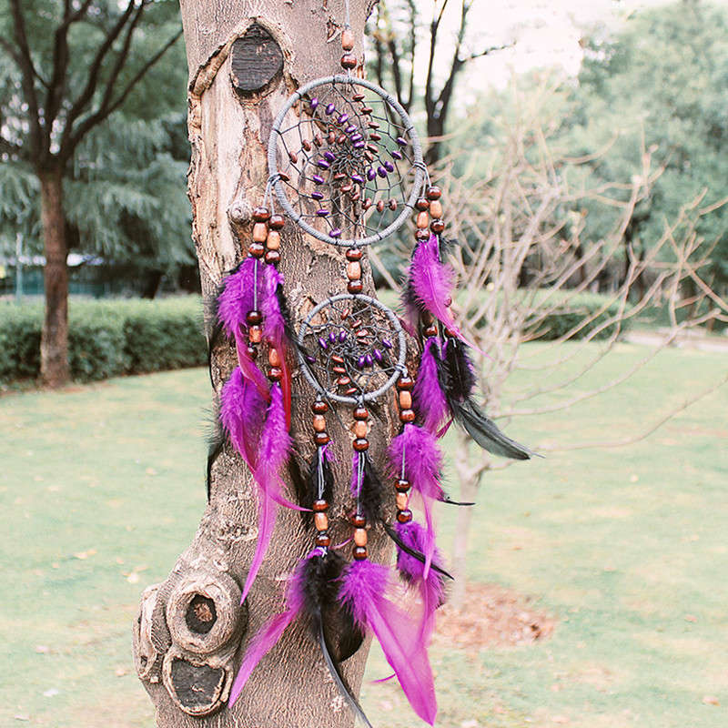 New Feather Crafts Dream Catcher Wind Chimes Handmade Decorations Net With Feather Beads  for Wall H