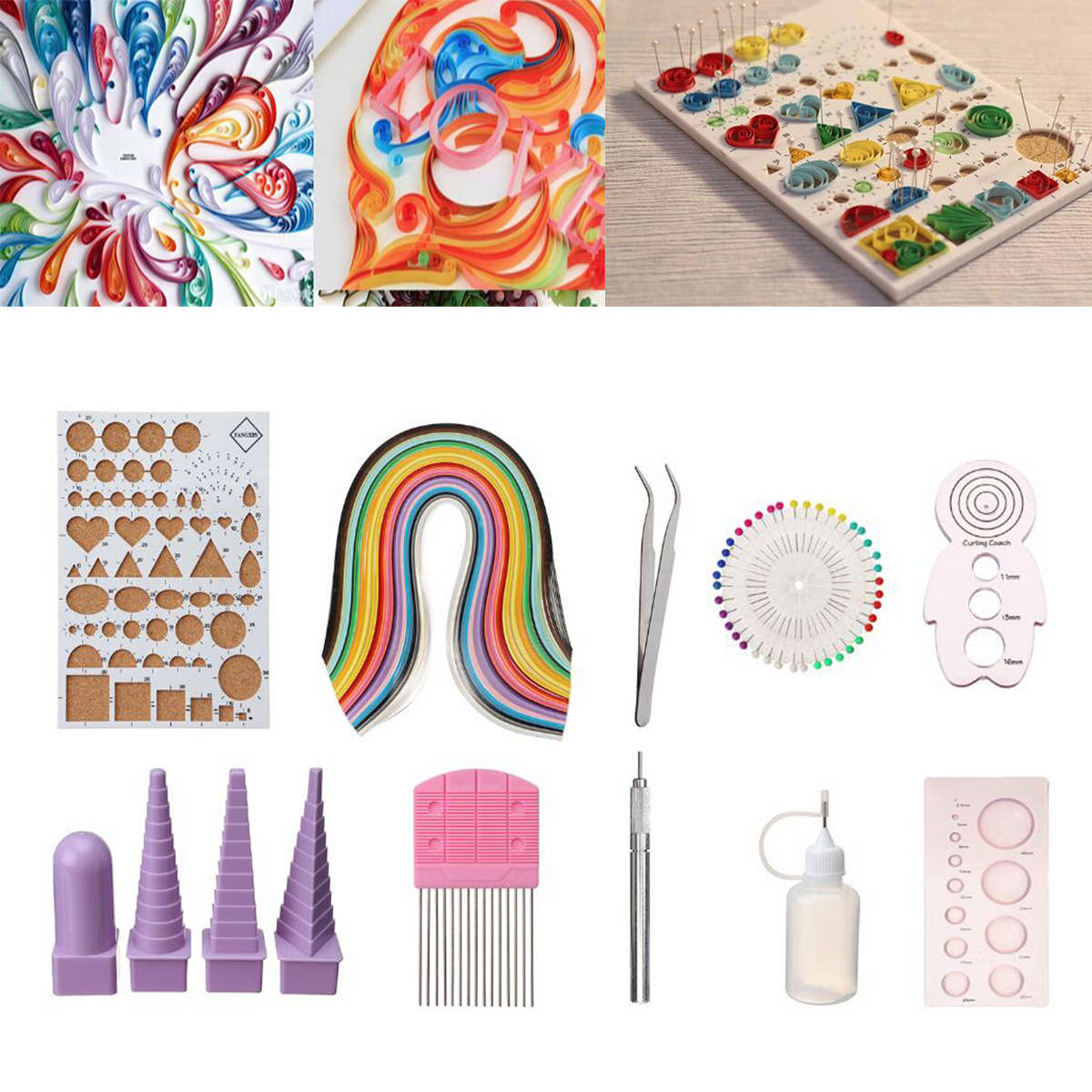 50 Colors Quilling Paper Tools Set Handmake DIY Craft Handmake Work Board Mould Kit