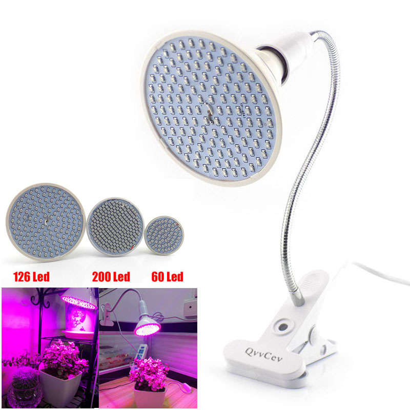 Grow Light 200 LED Plant Grow Light Bulb 360 Desk Clip Flexible Growth Lamp for Greenhouse Flower