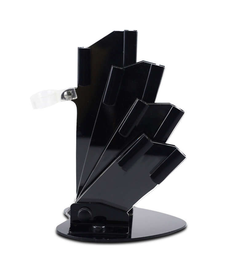 MYVIT Acrylic Black Knife Holder for 3" 4" 5" 6" Knife + Peeler Knife Blocks Stand For Ceramic Knife