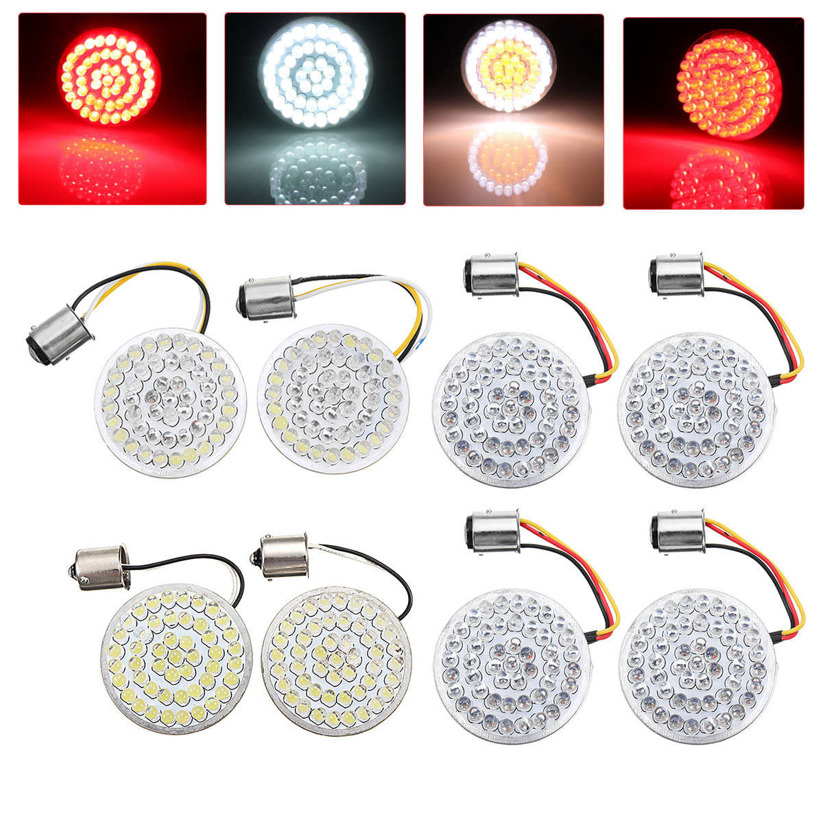 2pcs 2inch Bullet Style Turn Signal 1157/1156 Type LED Inserts Lights For Harley Davidson