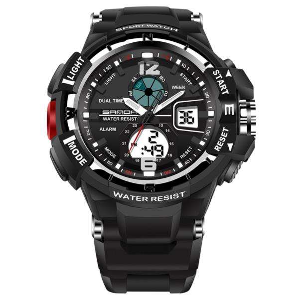 SANDA 289 Fashion Luminous Dual Display Watch Men Stopwatch 30M Waterproof Sport ... (COLOR: SILVER)