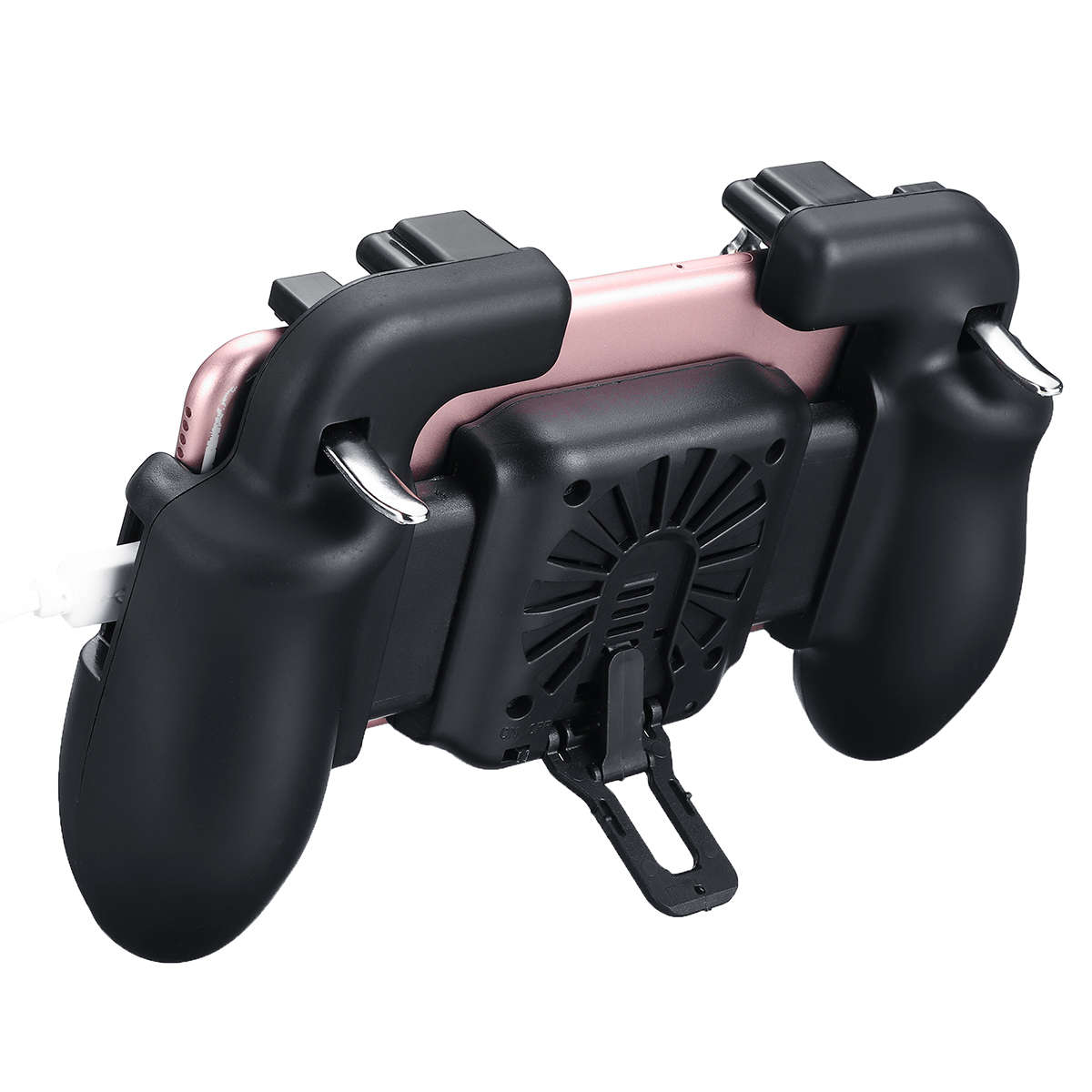Built-in Cooling Fan Chargeable Gamepad Joystick for PUBG Fire Trigger Shooter Button for Mobile Ga