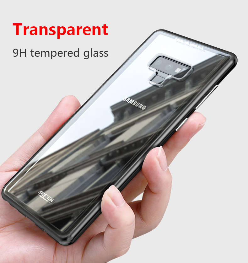 Luphie Magnetic Adsorption Aluminum Tempered Glass Protective Case For Samsung Galaxy Note 9 -