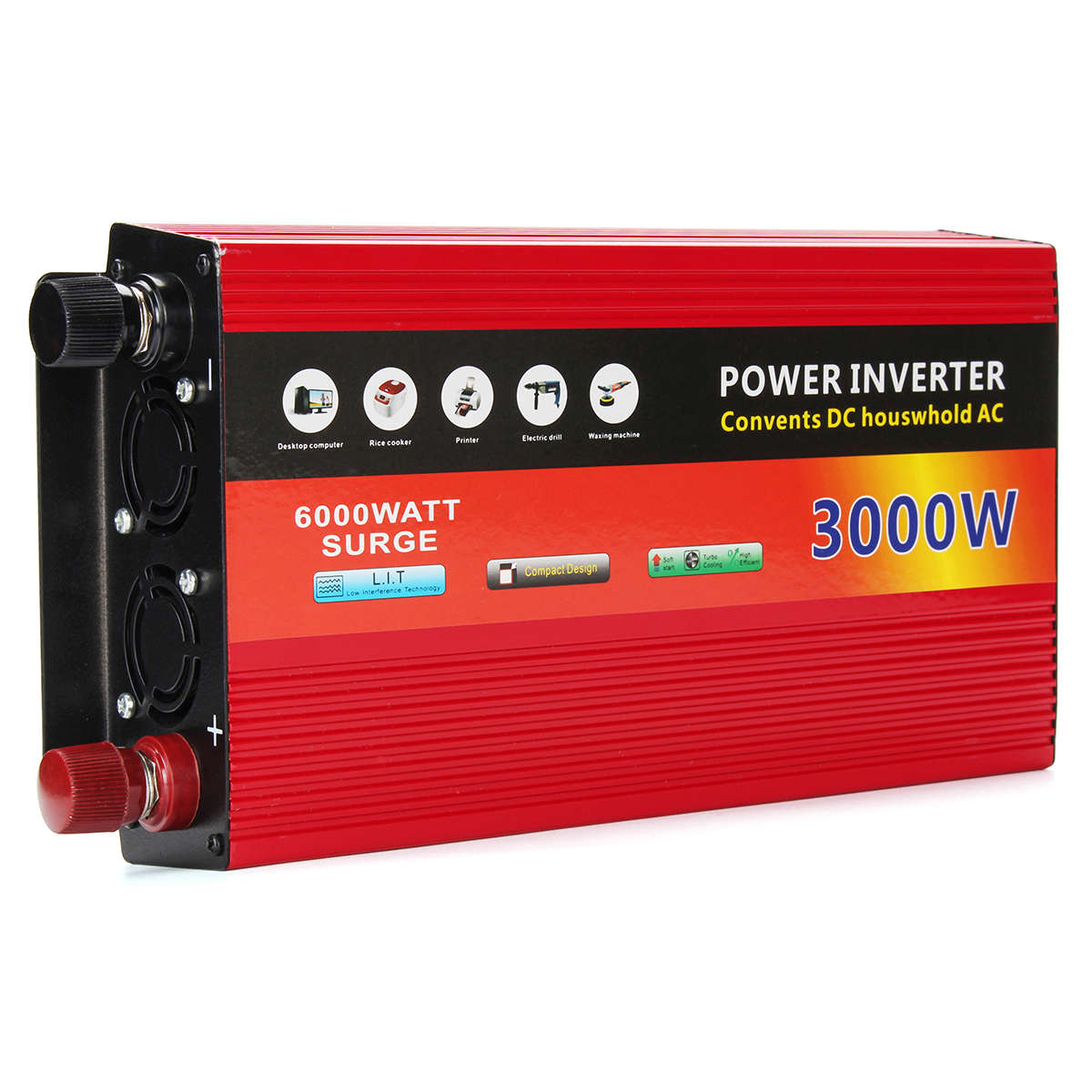 12V TO 220V Solar Inverter 3000W Power Inverter Dual Turbine Cooling System Inverter