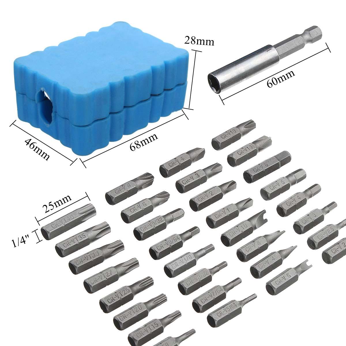 33pcs Security Tamper Proof Torx Hex Star Bit Set Magnetic Holder Screwdriver Bits