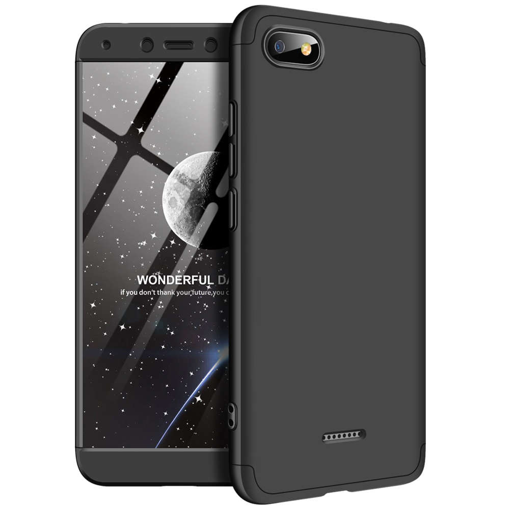 Bakeey 3 in 1 Double Dip 360 Hard PC Full Protective Case For Xiaomi Redmi 6A (COLOR: BLACK)