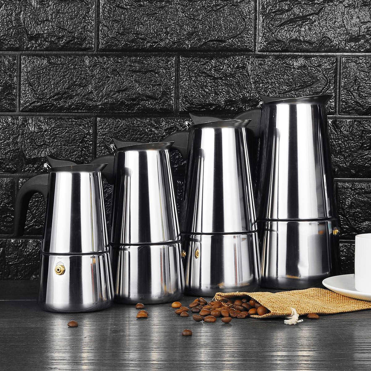 100/200/300/450ML Stainless Steel Moka Espresso Maker Pot Filter Coffee Cook