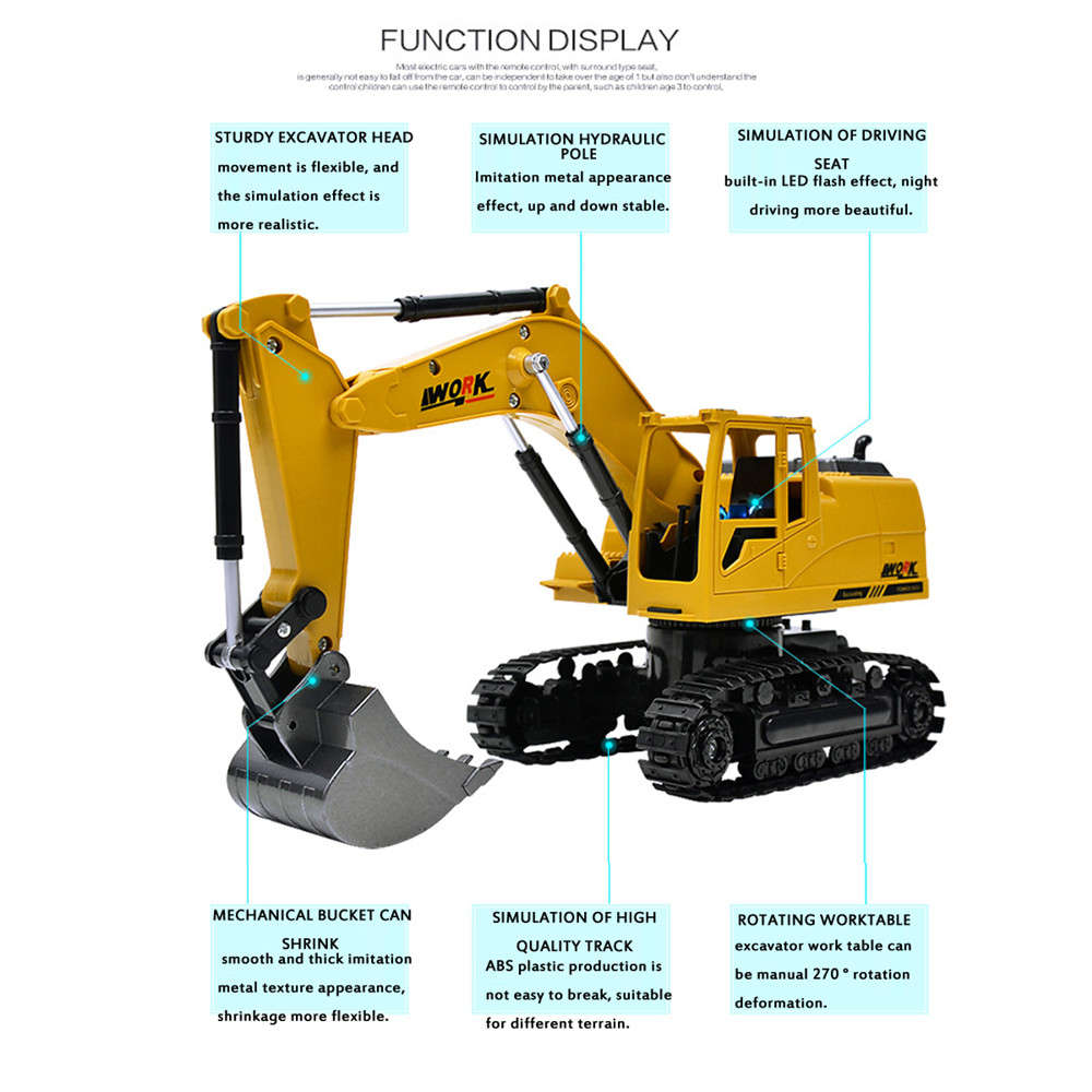 Ao Hai 3853 1/24 2.4G 8CH Rc Car Alloy Excavator Engineering Truck RTR Toy - 1kg