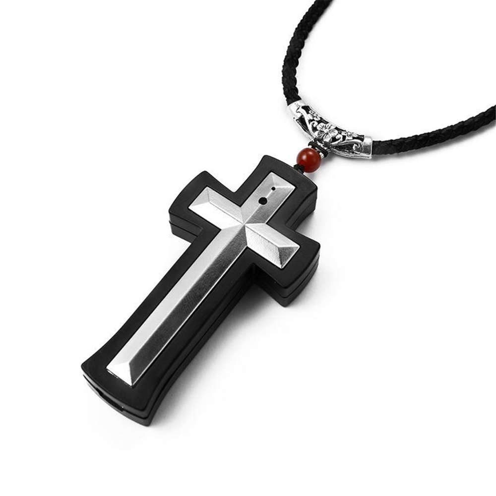 1080P Cross Hidden Camera Pendant Wearable Necklace 8GB Internal Memory Audio Vid... (COLOR: SILVER)