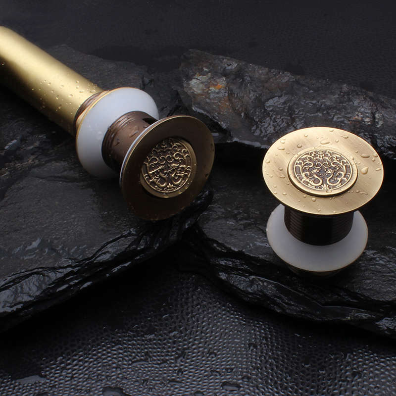 WANFAN PLF00A11XX Antique Brass Chinese Dragon Style Bathroom basin waste Pop Up Waste Vanity Vessel