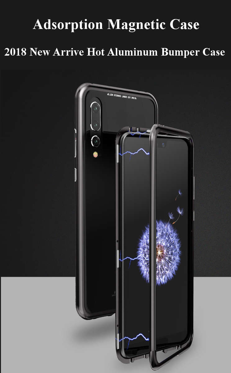 Bakeey 360 Magnetic Adsorption Metal Tempered Glass Protective Case for Huawei P20/P20 Lite/P20 Pro