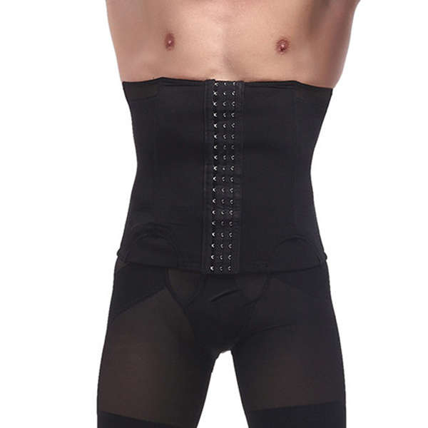Mens Slimming Belt Belly Elastic Body Shaper Casual Corset Abdomen Tummy... (COLOR: BLACK | SIZE: M)