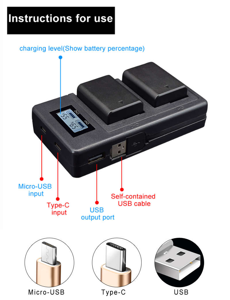 Palo LP-E6-C USB Rechargeable Battery Charger Mobile Phone Power Bank for Canon LP-E6 - 0.11kg