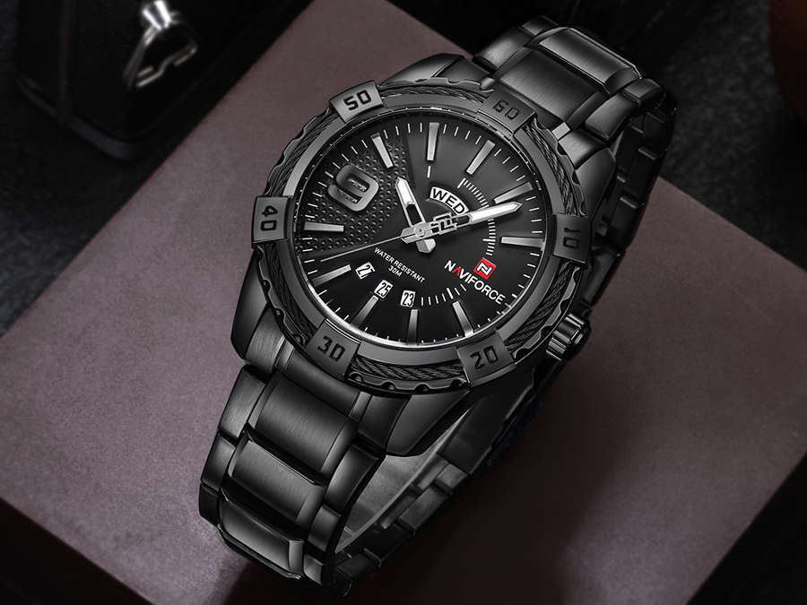 NAVIFORCE 9117 Waterproof Men Wrist Watch Calendar Full Steel Quartz Watches - 0.10kg