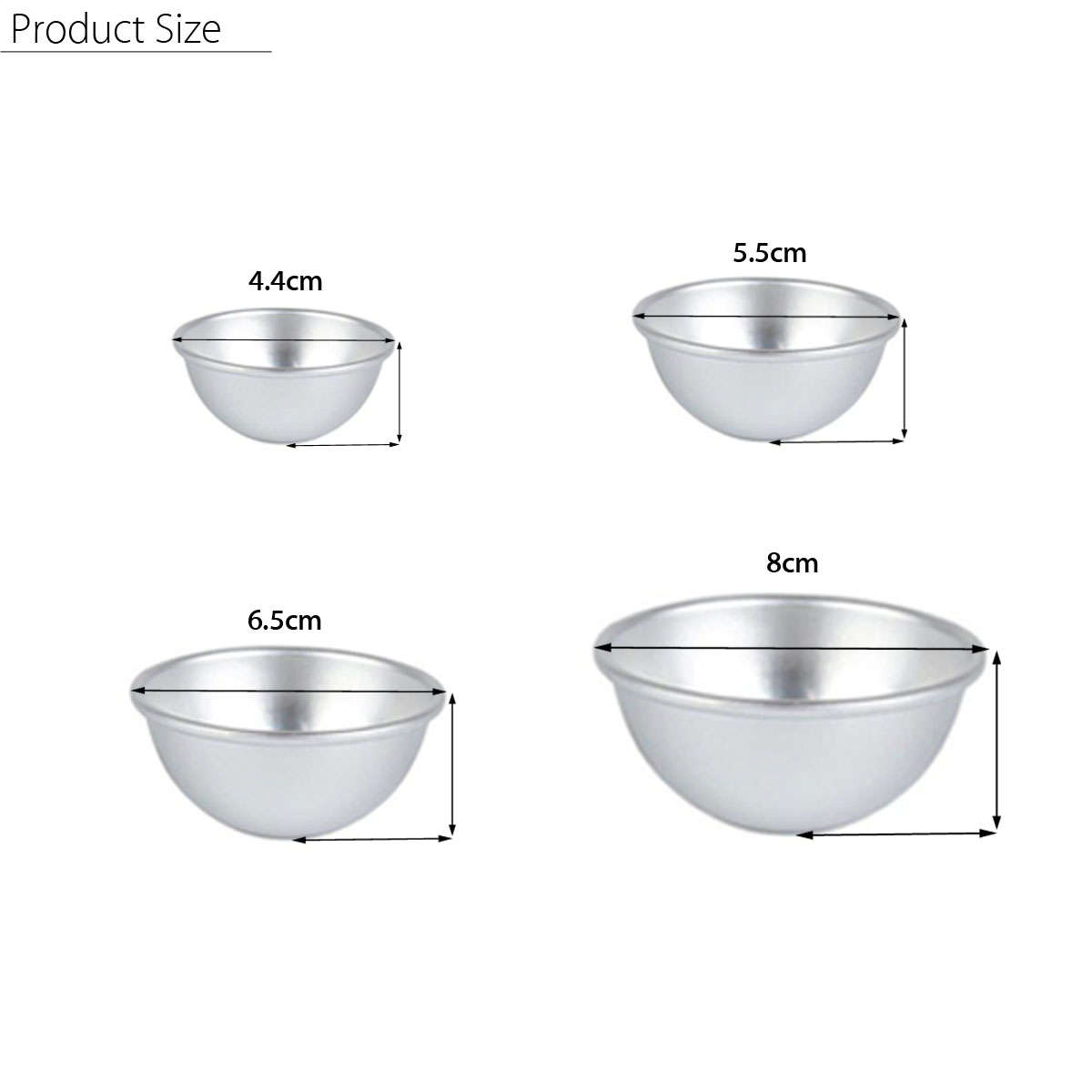 4 Set 8 Pieces Aluminium Bathroom Metal Bath Bomb Mold Fizzy Crafting DIY Mould Tool