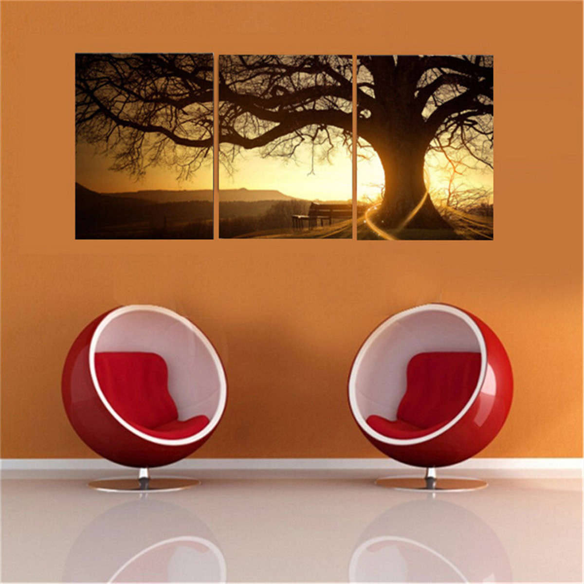 3Pcs Sunset Combination Painting Printed On Canvas Frameless Drawing Home Background Paper Art