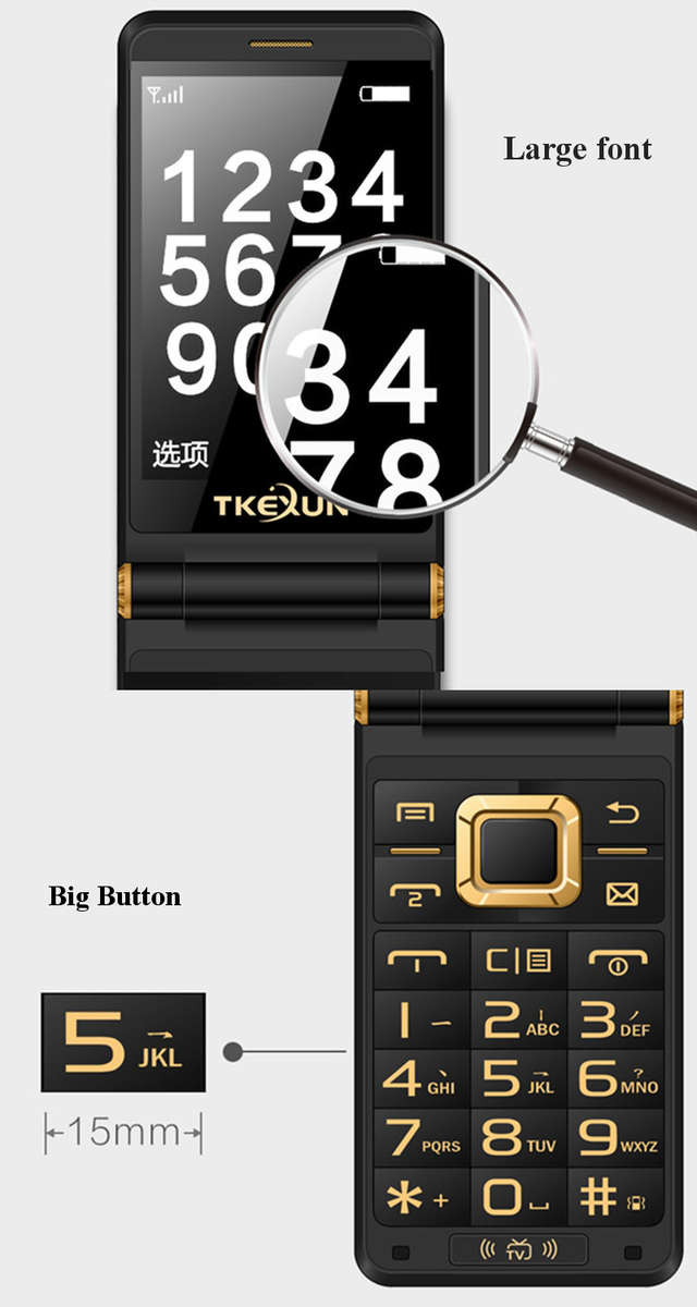 TKEXUN G10+ Flip Analog TV 6500mAh 4.0 Inch Dual Touch Screen Dual Flashlight Dual SIM Feature