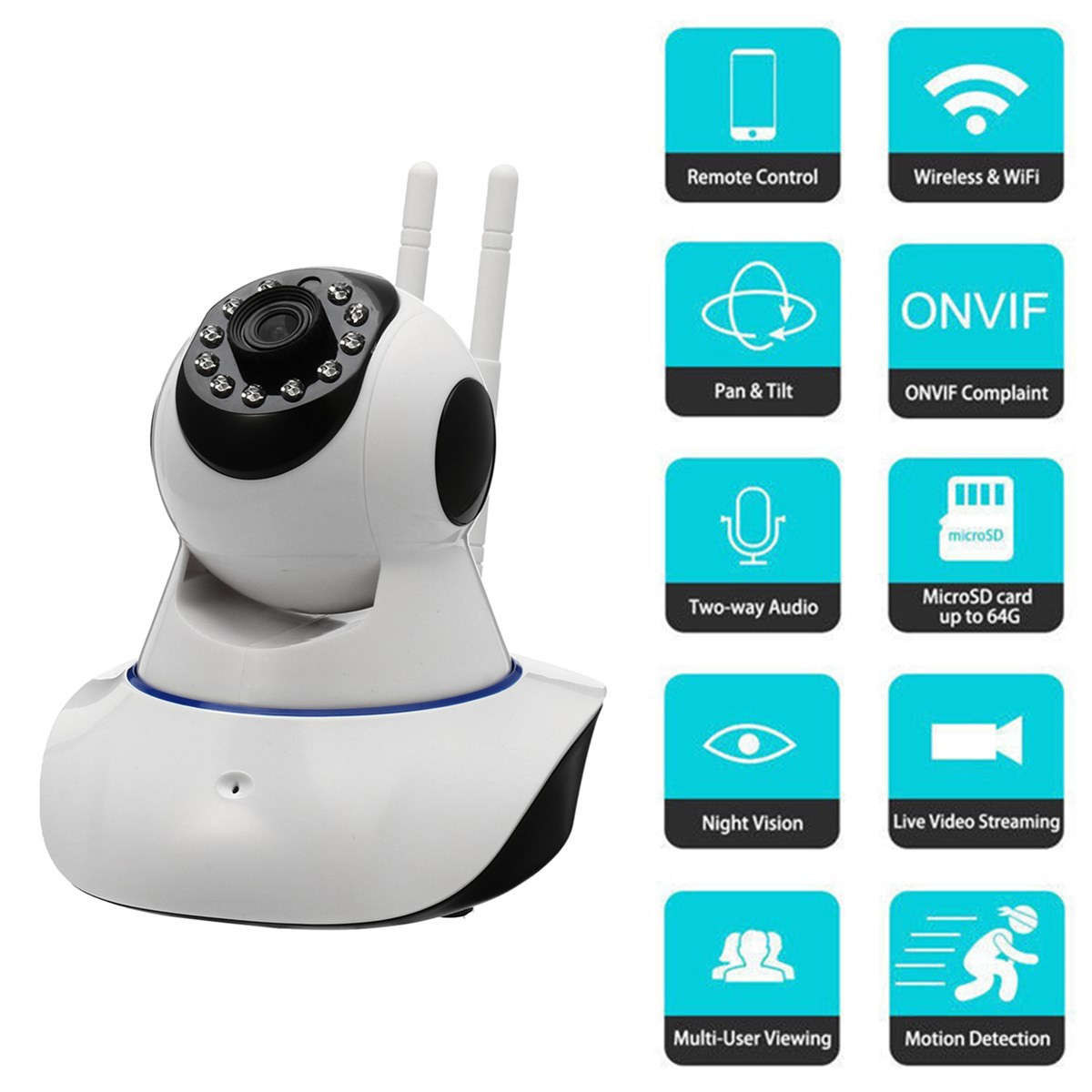 1080P 360 Panoramic Wireless Wifi Security IP Camera Monitor Night Vision CCTV - 0.35kg