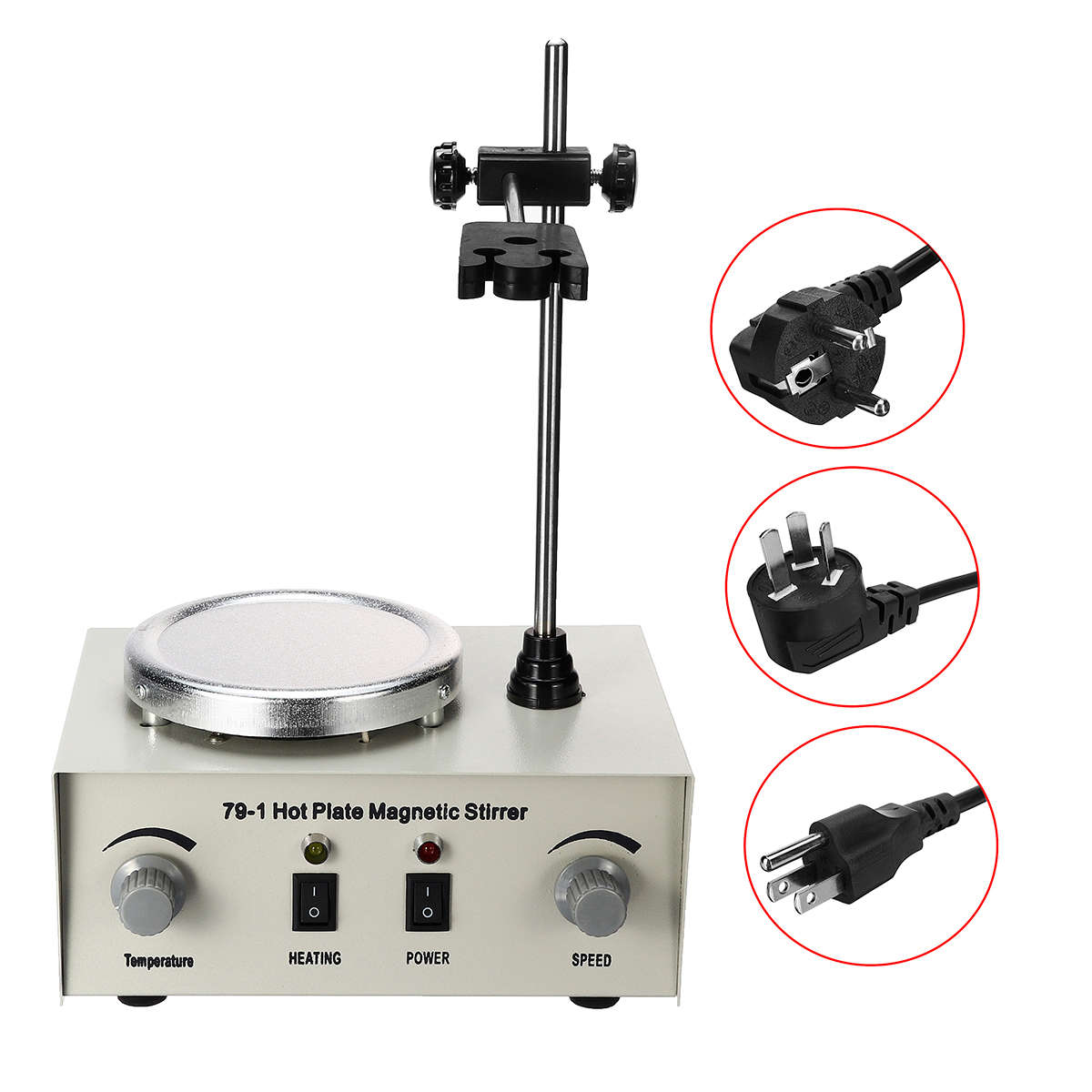 79-1 110/220V 1000ml Hot Plate Magnetic Stirrer Lab Heating Dual Control Mixer US/... (PLUG: EUPLUG)