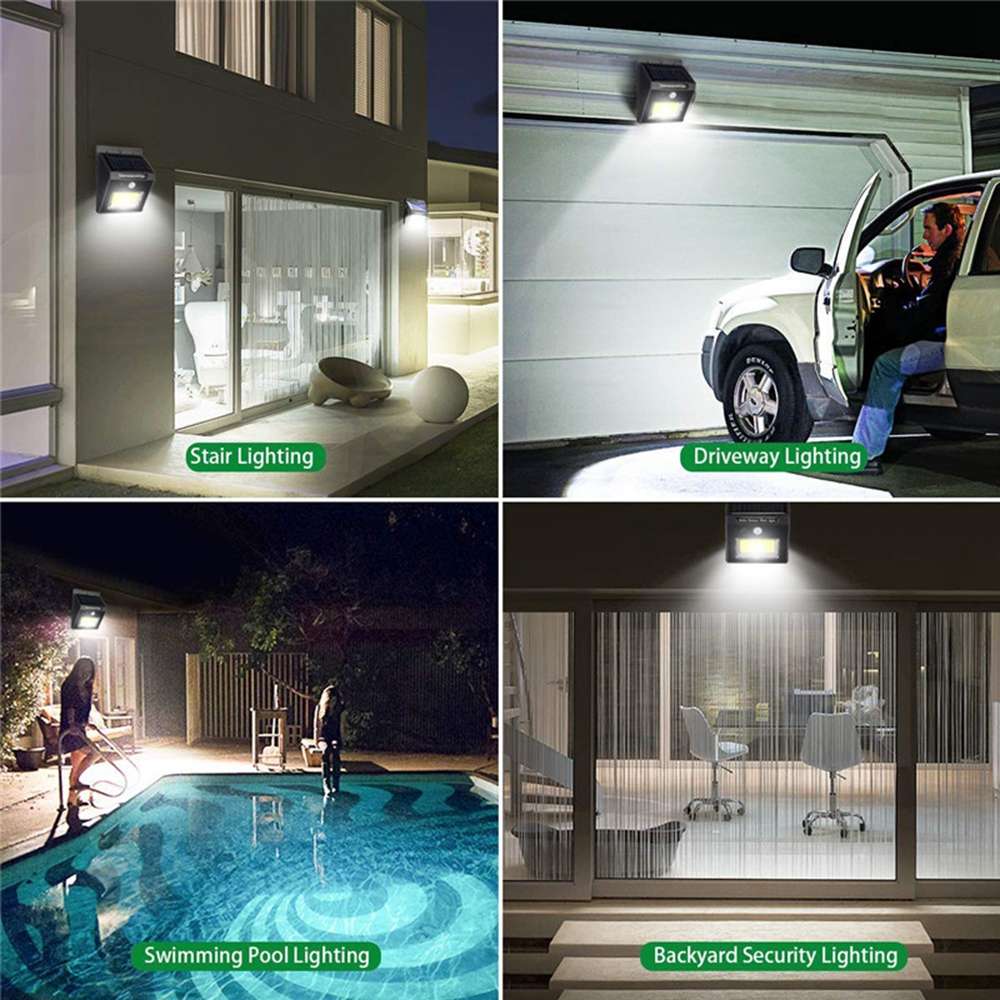 SOLAR POWER SUPER BRIGHT COB 24 LED PIR MOTION SENSOR WALL LIGHT