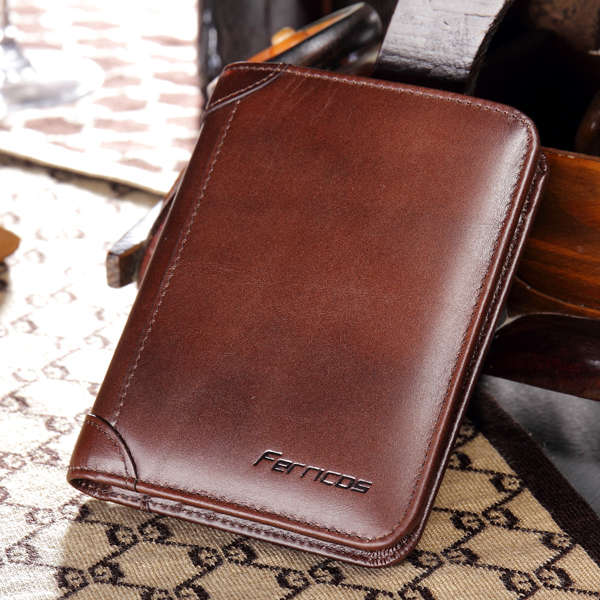 Genuine Leather Tri-Fold Wallet Short Wallet