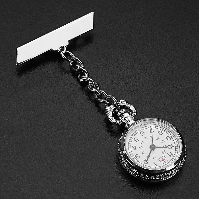Nurse Silver White Dial Quartz Pocket Watch