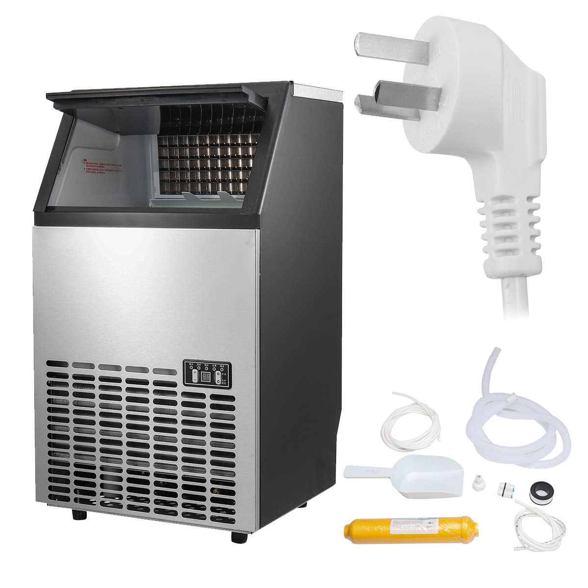 55kg/24hr Stainless Steel Commercial Ice Maker Ice Machine Icemaker Ice Making Tools Equipment