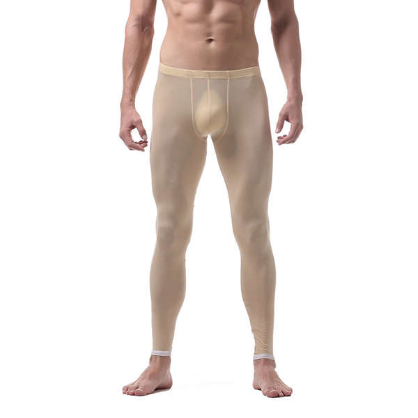 Ice Silk Long Johns Super Thin Translucent Thermal Underwear (COLOR: BEIGE | SIZE: M)