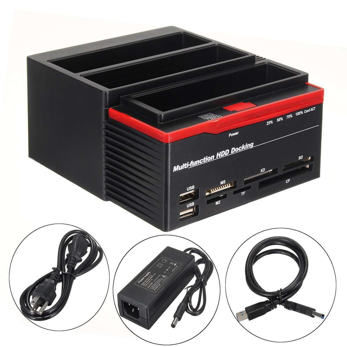 US 2.5"3.5" ALL In One USB3.0 To SATA IDE HDD SSD Hard Drive Enclosure Offline Clone Card Reader Hub