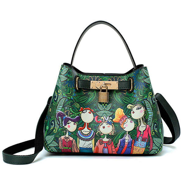 Women Leisure Spring Forest Printing Handbags Crossbody Bags (COLOR: GREEN)