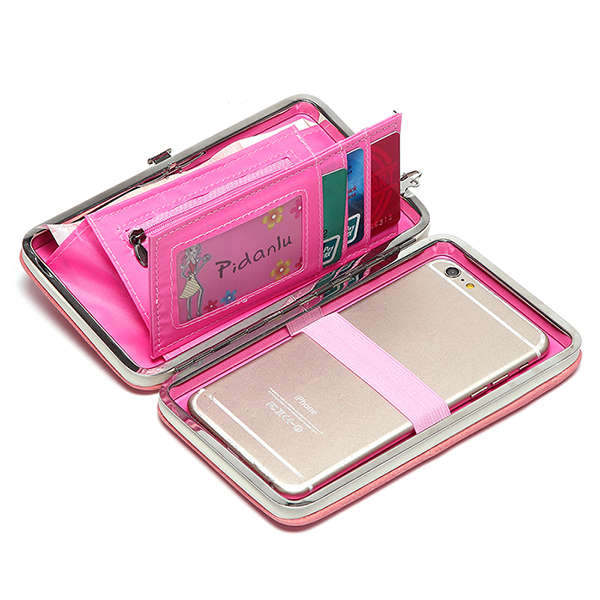 Women Candy Color Bowkot 5.5 Inch Phone Wallets Case Hasp for Iphone Samsung - Blue