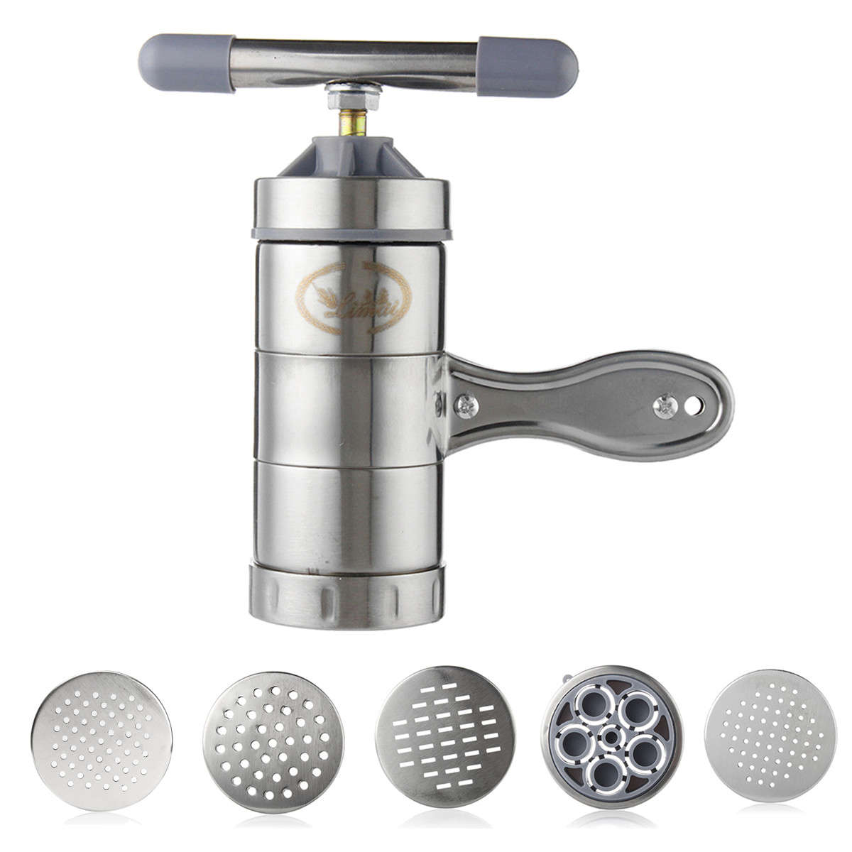 Noodle Maker Manual Press Machine Pasta Spaghetti Fruit Juicer Stainless Steel (SIZE: 5)