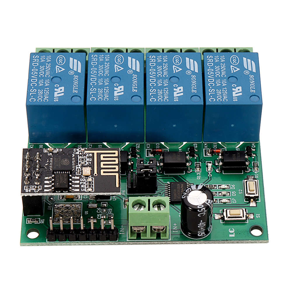 DC5V ESP8266 Four Channel Wifi Relay IOT Smart Home Phone APP Remote Control Switch - 0.06kg