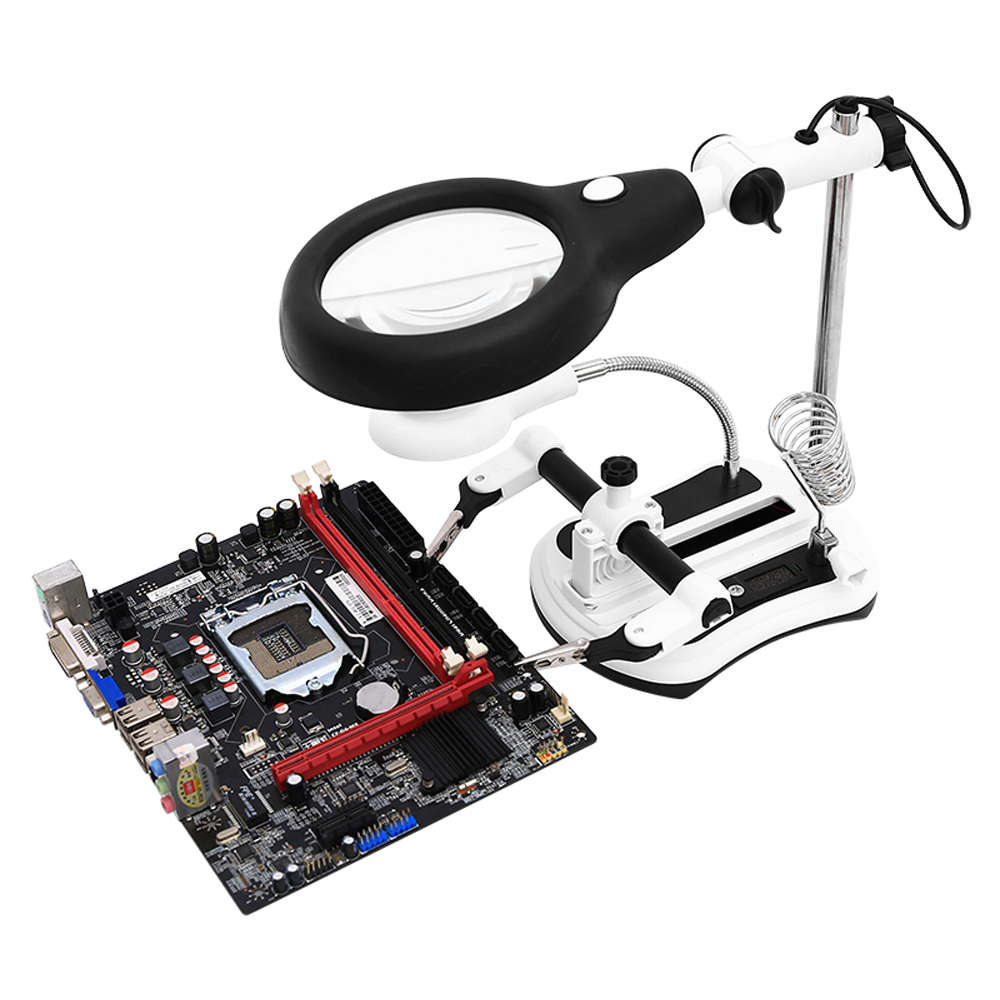 DIY PCB Soldering Desk Magnifier LED Light Magnifiers Soldering Iron Helping Hands Auxiliary Clamp