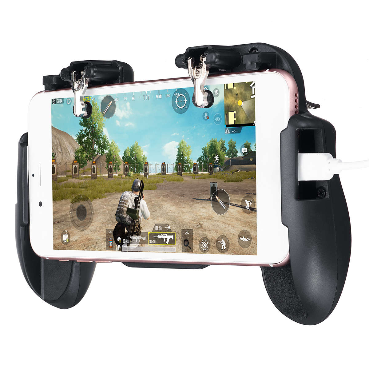 Built-in Cooling Fan Chargeable Gamepad Joystick for PUBG Fire Trigger Shooter Button for Mobile Ga